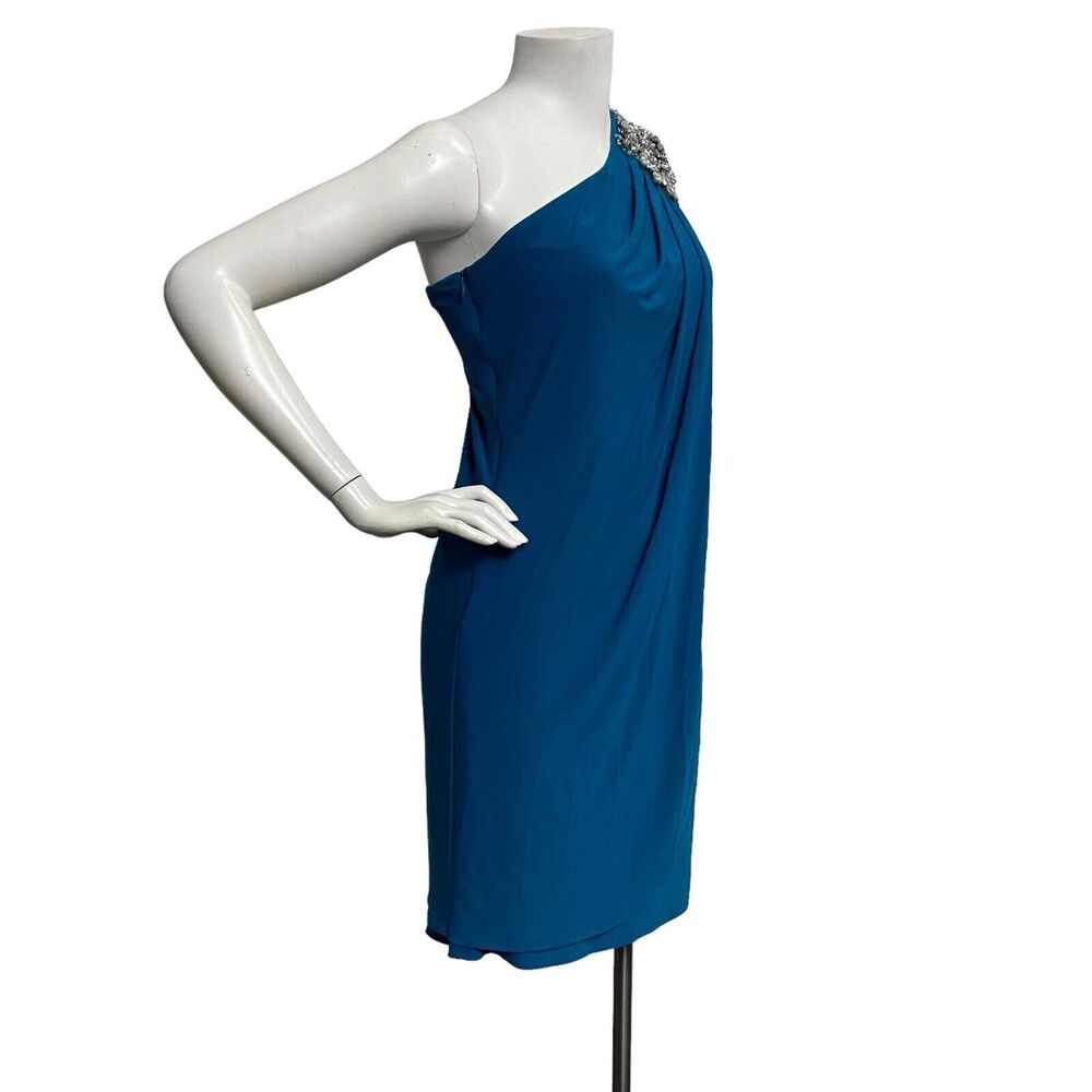 Cache Women's Blue one shoulder crystal Size 0 Evening Casual Mini Formal Dress - Picture 3 of 9